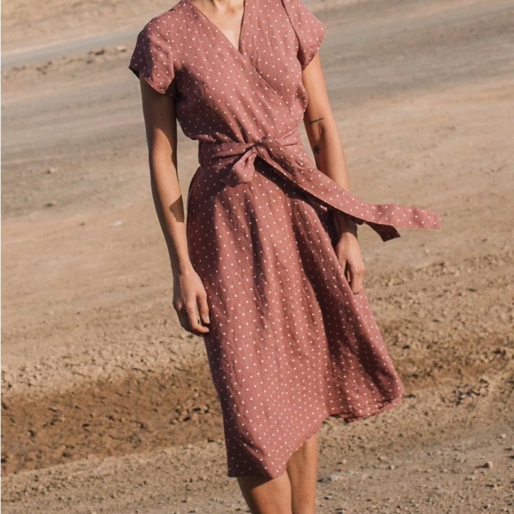 notPERFECTLINEN M/L wrap dress (dyed) - Picture 4 of 4
